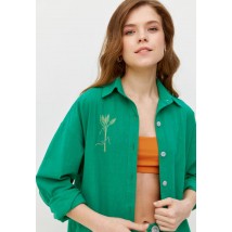 Женский костюм из рубашки и шорт льняной зелёный MODNA Kazka MKRM4092-1