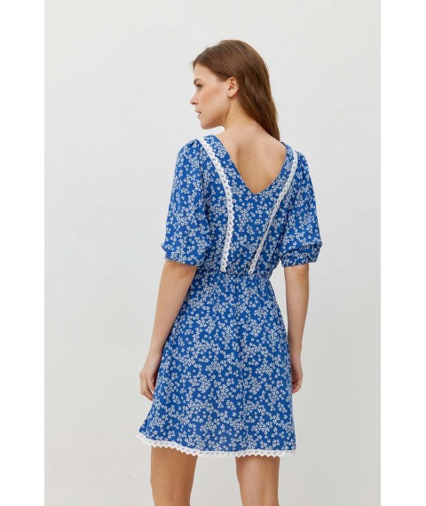 Женское летнее платье с кружевом голубое Modna KAZKA MKRM4076-1