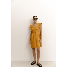 Женское льняное летнее платье без рукавов янтарное Modna KAZKA MKAZ6490-1 48