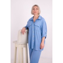 Рубашка женская базовая штапель "твил" голубая Modna KAZKA MKLN201-1 42