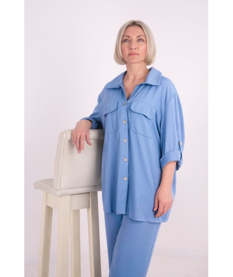 Рубашка женская базовая штапель "твил" голубая Modna KAZKA MKLN201-1 48