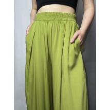Женские свободные брюки с поясом на резинке авокадо Modna KAZKA MKAZ6446-5