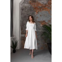 Платье льняное белое миди с распорками Modna KAZKA MKBS4008-1 40