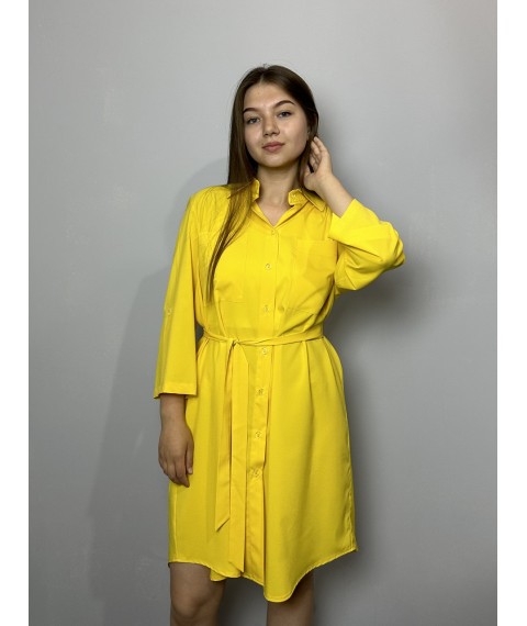 Женское платье-рубашка желтое Modna KAZKA MKAD3260-2 50