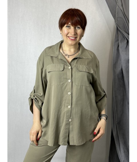 Рубашка женская базовая олива Modna KAZKA MKLN201-1