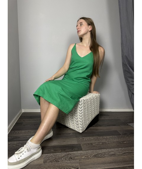 Платье женское летнее на бретелях зеленое Modna KAZKA MK110622-1 48