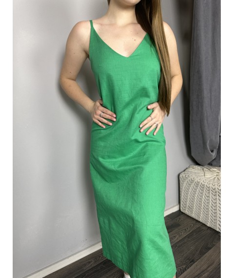 Платье женское летнее на бретелях зеленое Modna KAZKA MKAS110622-1
