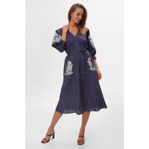 Женское летнее платье синего цвета с вышивкой Modna KAZKA MKRM2392-1 40