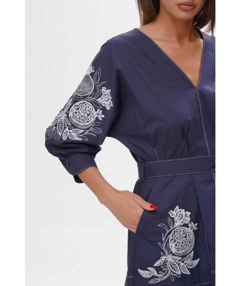 Женское летнее платье синего цвета с вышивкой Modna KAZKA MKRM2392-1