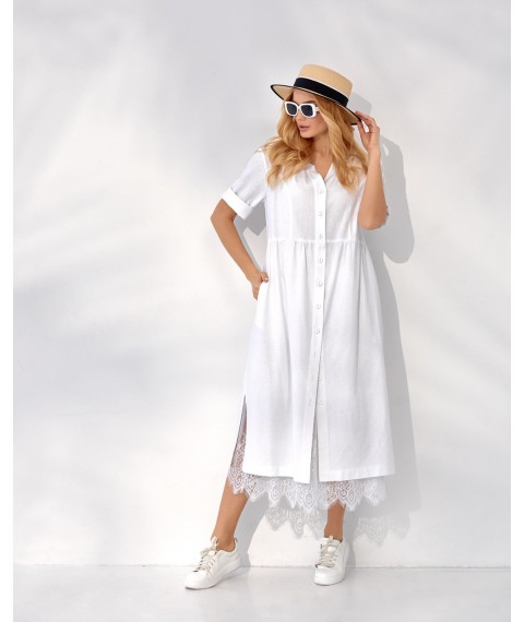 Платье женское летнее льняное белое Modna KAZKA MKSN2312-02 40