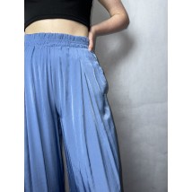 Женские свободные брюки с поясом на резинке серо-голубые Modna KAZKA MKAZ6446-7