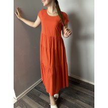 Женское летнее платье с рюшами оранжевое Modna KAZKA MKAZ6053-4