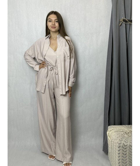 Блуза женская льняная базовая светло-розовая Modna KAZKA MKTRG0625-3 42