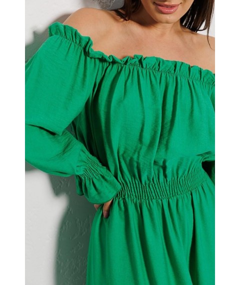 Платье женское летнее с открытыми плечами макси зеленое Modna KAZKA MKAR69037-1 46