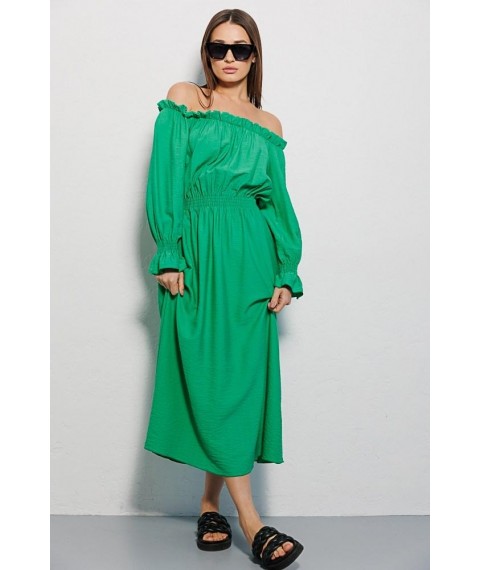Платье женское летнее с открытыми плечами макси зеленое Modna KAZKA MKAR69037-1 48
