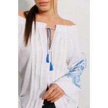 Вышиванка женская с синей вышивкой крестиком белая Modna KAZKA MKAR32896-2 42