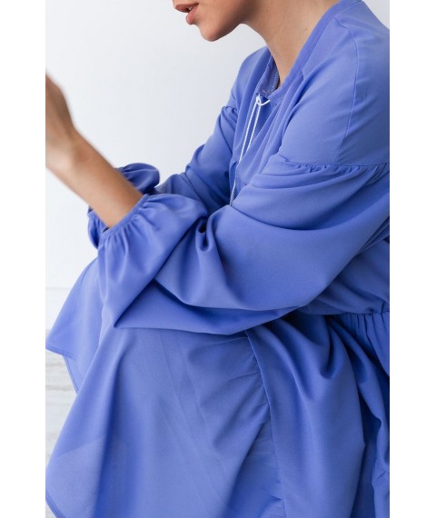Платье женское с кутасами ярусное синее макси с воланом Modna KAZKA MKBS1189-1 46