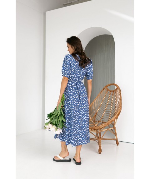 Платье женское синее с имитацией запаха Modna KAZKA MKBS1127-1 46