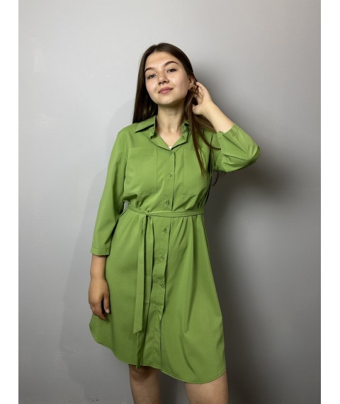Женское платье-рубашка салатовое Modna KAZKA MKAD3260-1 44