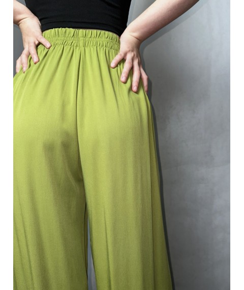 Женские свободные брюки с поясом на резинке авокадо Modna KAZKA MKAZ6446-5 42