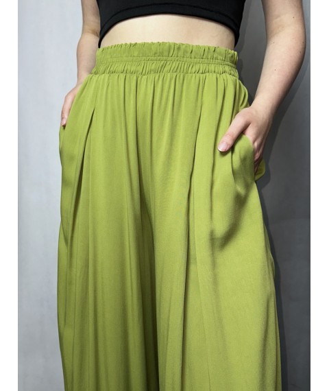 Женские свободные брюки с поясом на резинке авокадо Modna KAZKA MKAZ6446-5 46