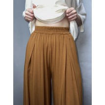 Женские свободные брюки с поясом на резинке карамель Modna KAZKA MKAZ6446-4 44