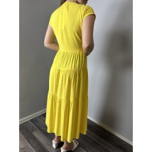 Женское летнее платье с рюшами желтое Modna KAZKA MKAZ6053-1 44
