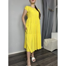 Женское летнее платье с рюшами желтое Modna KAZKA MKAZ6053-1 46