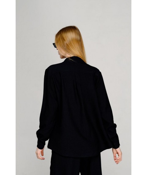 Рубашка женская льняная базовая черная Modna KAZKA MKAZ6452-6 42