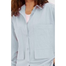 Рубашка женская базовая из жатого льна голубая Modna KAZKA MKRM4095-12 42-44