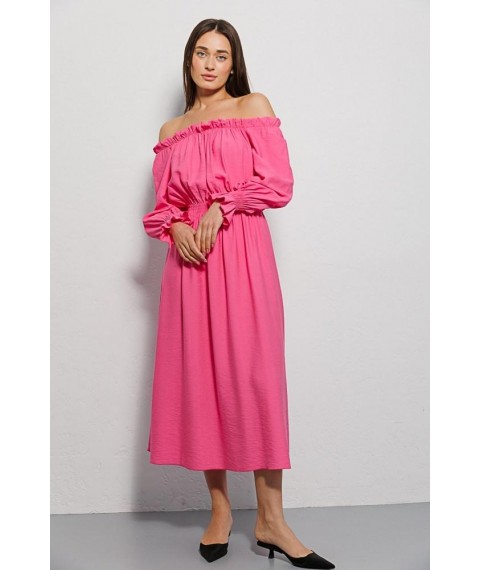 Платье женское летнее с открытыми плечами макси розовое Modna KAZKA MKAR69037-2 44