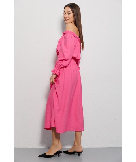 Платье женское летнее с открытыми плечами макси розовое Modna KAZKA MKAR69037-2 46