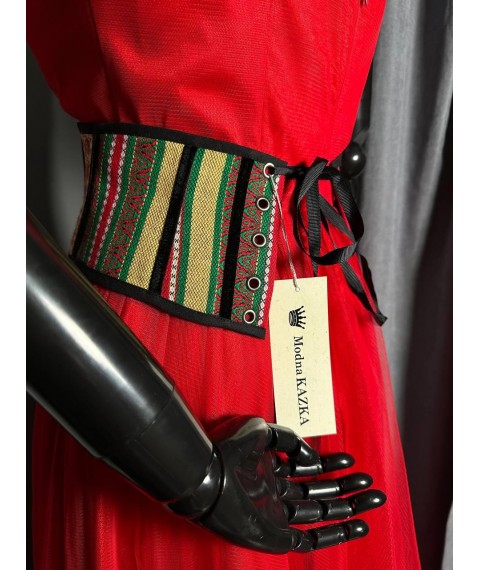 Корсет женский вышитый красный в украинском стиле Modna KAZKA MKGM104-4 40