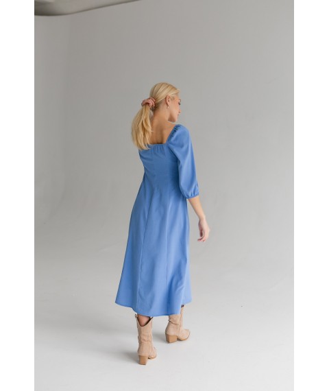 Платье женское льняное макси синее с распоркой на ноге Modna KAZKA MKBS1181-11 40