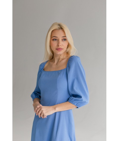 Платье женское льняное макси синее с распоркой на ноге Modna KAZKA MKBS1181-11 42