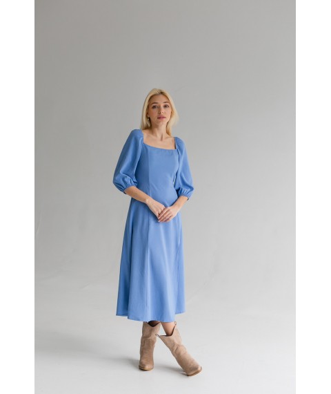 Платье женское льняное макси синее с распоркой на ноге Modna KAZKA MKBS1181-11 44