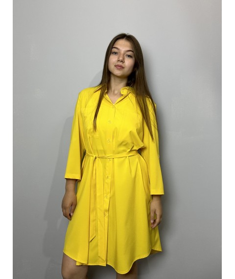 Женское платье-рубашка желтое Modna KAZKA MKAD3260-2 48