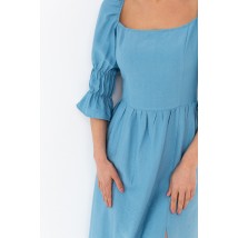 Платье льняное голубое миди с распорками Modna KAZKA MKBS4004-1 40