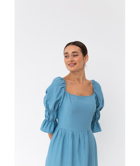 Платье льняное голубое миди с распорками Modna KAZKA MKBS4004-1 44