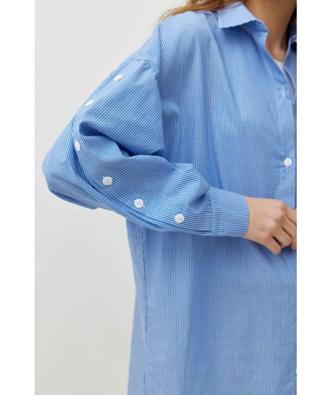 Женская хлопковая рубашка белая в синюю полоску Modna KAZKA MKRM4085-1 46