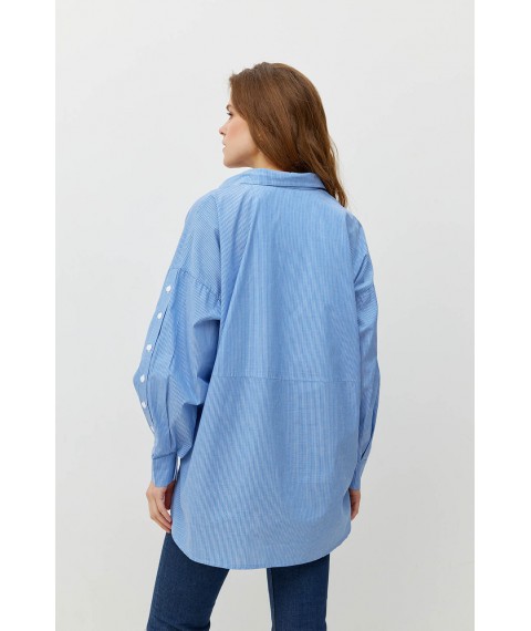 Женская хлопковая рубашка белая в синюю полоску Modna KAZKA MKRM4085-1 46