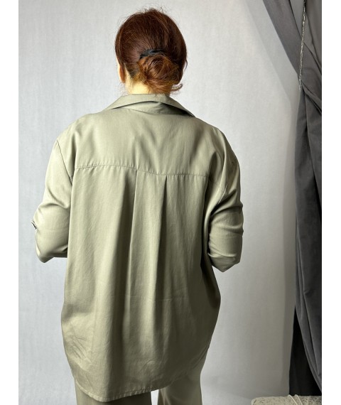 Рубашка женская базовая олива Modna KAZKA MKLN201-1 44