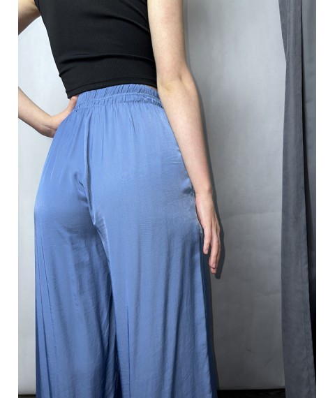 Женские свободные брюки с поясом на резинке серо-голубые Modna KAZKA MKAZ6446-7 44