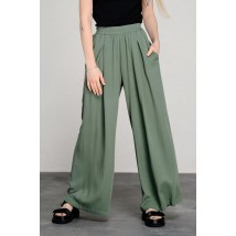 Женские свободные брюки с поясом на резинке зелёные Modna KAZKA MKAZ6446-1 42