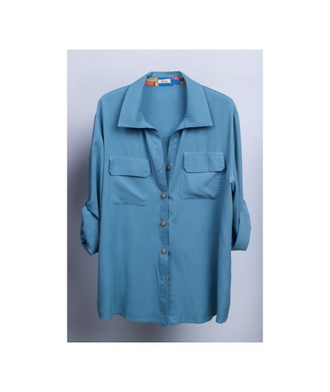 Рубашка женская базовая штапель "твил" голубая Modna KAZKA MKLN201-1 44
