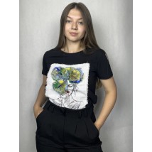 Футболка женская летняя с 3D аппликацией цветов Modna KAZKA MKNK200430-2 40