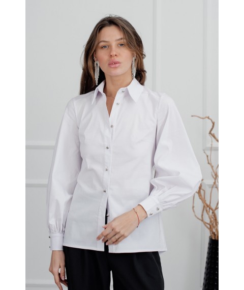 Блуза женская нарядная с открытой спиной белая коттоновая Modna KAZKA MKAZ6202-1 48