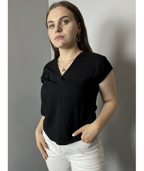Блуза элегантная женская из лёгкой ткани черная Modna KAZKA MKAZ6497-3 44