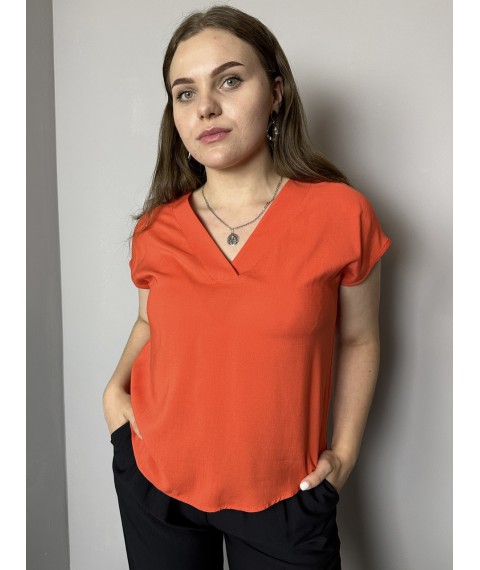 Блуза элегантная женская из лёгкой ткани оранжевая Modna KAZKA MKAZ6497-4 48