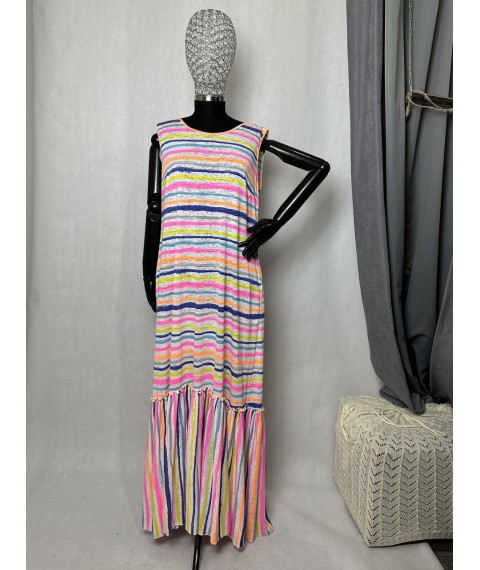 Платье женское летнее трикотажное в разноцветную полоску Modna KAZKA MKAD6790-02 54